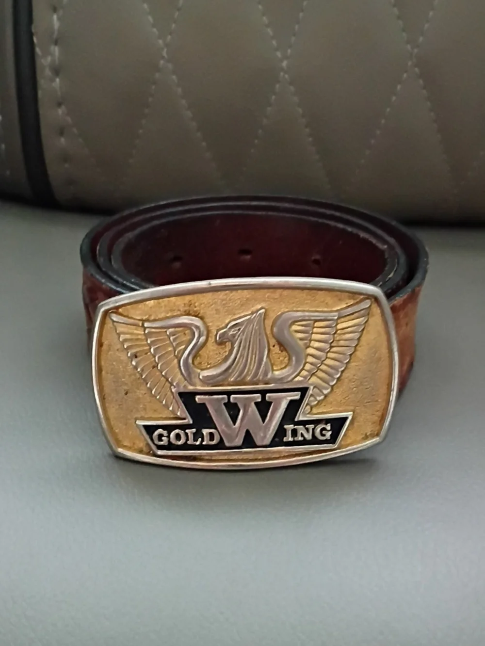 Vintage Gold Wing Leather Belt